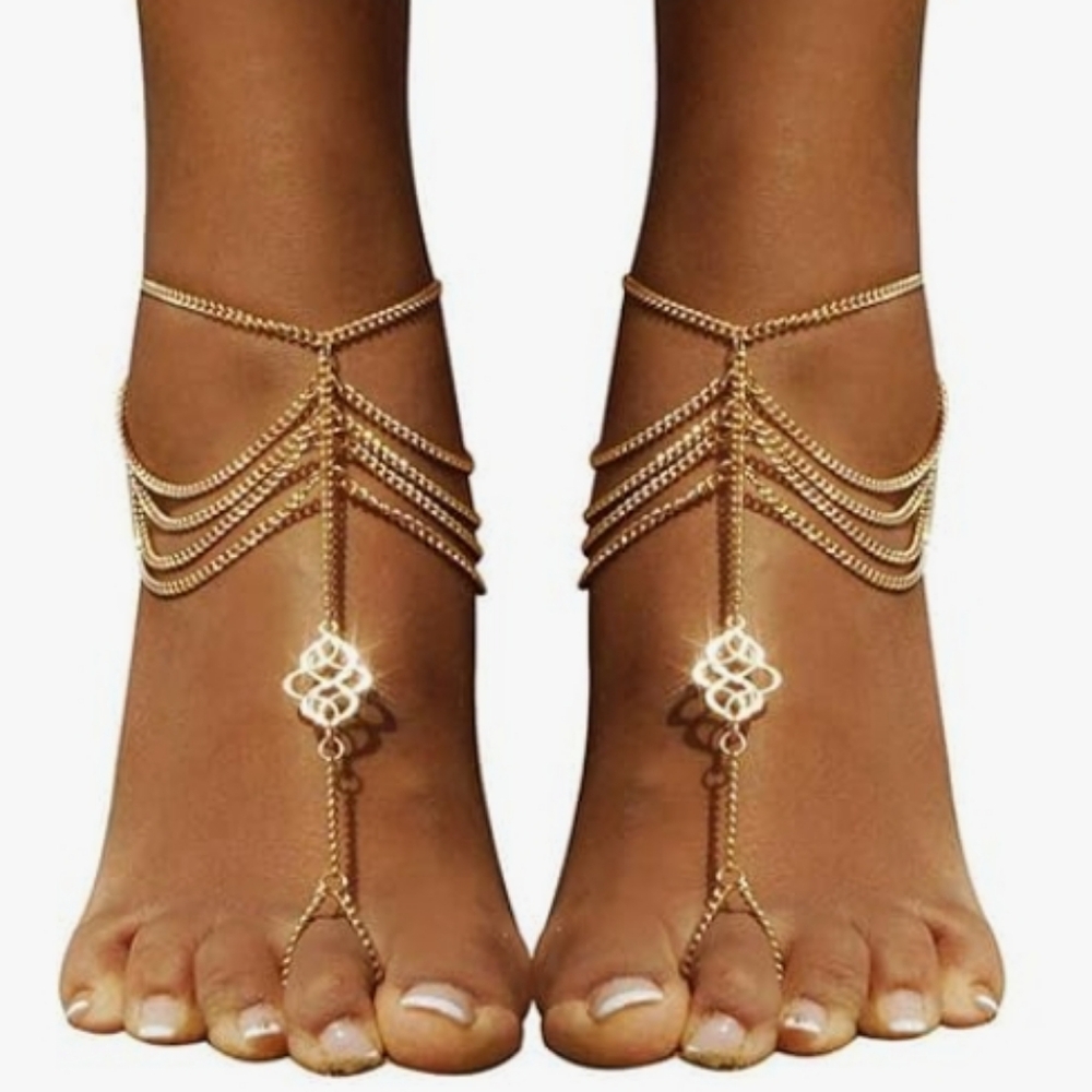 GOLDEN GODDESS BEACH FOOTWEAR JEWELRY NWT